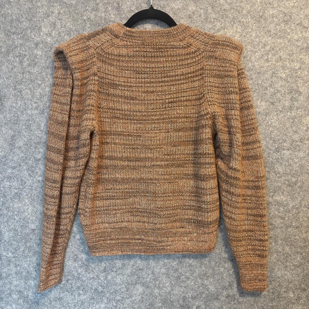 Madewell Sweater Womens Small Brown Wool Alpaca Blend Puff Shoulder Crewneck - Picture 4 of 10